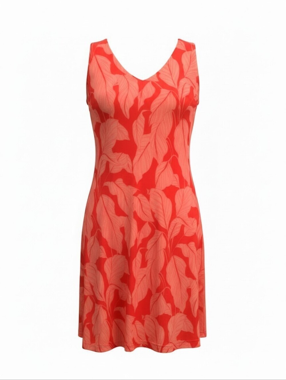 Cool Red Tropical Print Soft Sleeveless Casual Sundress Summer Dress Size M